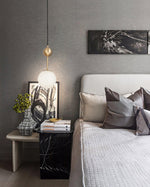 Born Pendant Light in Polished Brass and Opal Glass, Modern Minimalist Ceiling Lamp