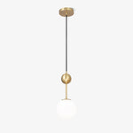 Born Pendant Light in Polished Brass and Opal Glass, Modern Minimalist Ceiling Lamp