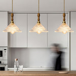 Ripple Glass Pendant Light with Walnut Accents for Modern Interiors