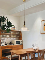 Ripple Glass Pendant Light with Walnut Accents for Modern Interiors