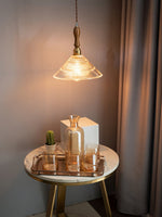 Ripple Glass Pendant Light with Walnut Accents for Modern Interiors