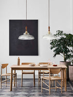 Ripple Glass Pendant Light with Walnut Accents for Modern Interiors