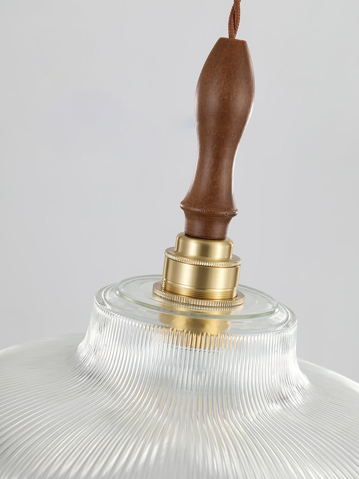 Ripple Glass Pendant Light with Walnut Accents for Modern Interiors