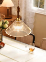 Ripple Glass Pendant Light with Walnut Accents for Modern Interiors