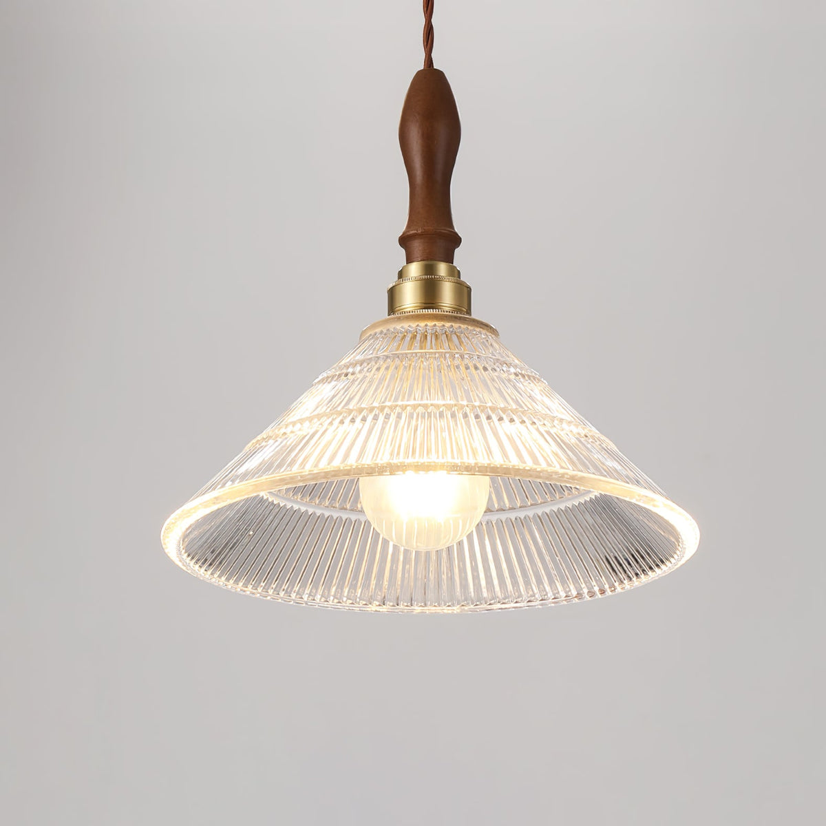 Ripple Glass Pendant Light with Walnut Accents for Modern Interiors