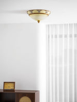 Brahm Flush Ceiling Light – Modern Antique Beige Glass Fixture