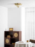 Brahm Flush Ceiling Light – Modern Antique Beige Glass Fixture