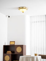 Brahm Flush Ceiling Light – Modern Antique Beige Glass Fixture
