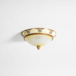 Brahm Flush Ceiling Light – Modern Antique Beige Glass Fixture