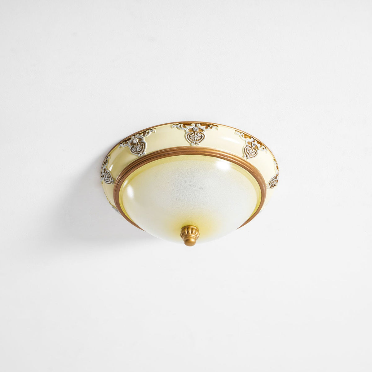 Brahm Flush Ceiling Light – Modern Antique Beige Glass Fixture