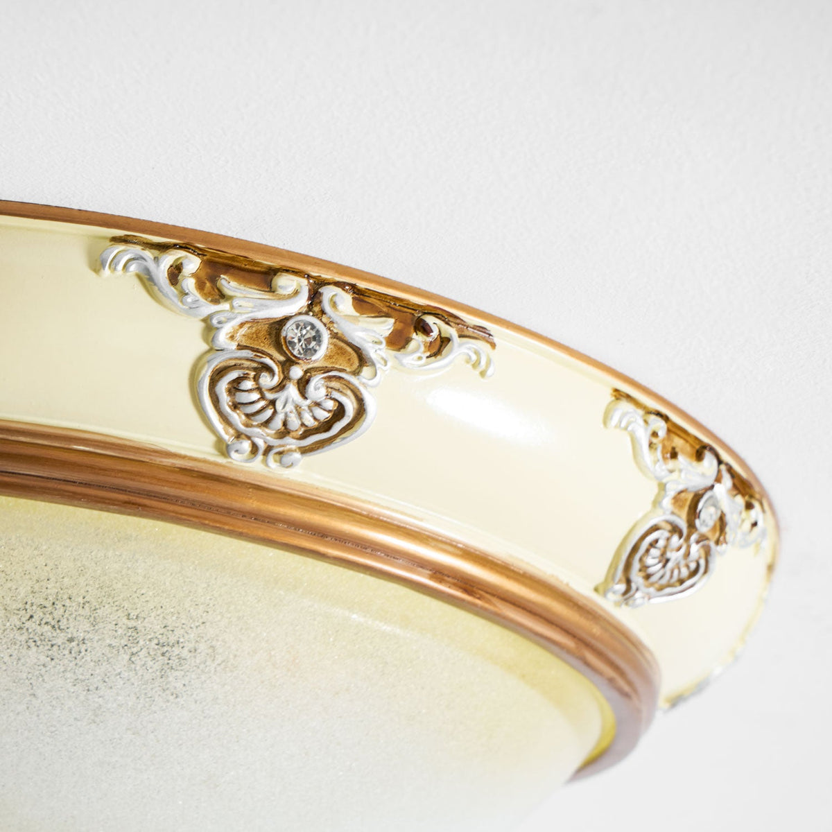 Brahm Flush Ceiling Light – Modern Antique Beige Glass Fixture