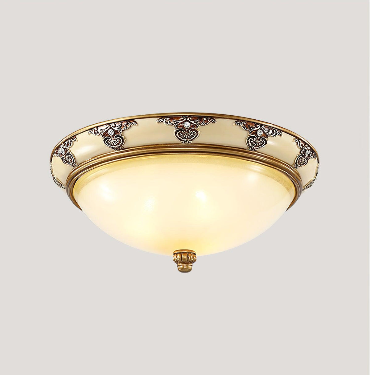 Brahm Flush Ceiling Light – Modern Antique Beige Glass Fixture