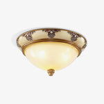 Brahm Flush Ceiling Light – Modern Antique Beige Glass Fixture