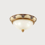 Brahm Flush Ceiling Light – Modern Antique Beige Glass Fixture