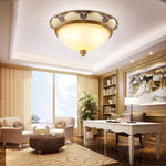Brahm Flush Ceiling Light – Modern Antique Beige Glass Fixture