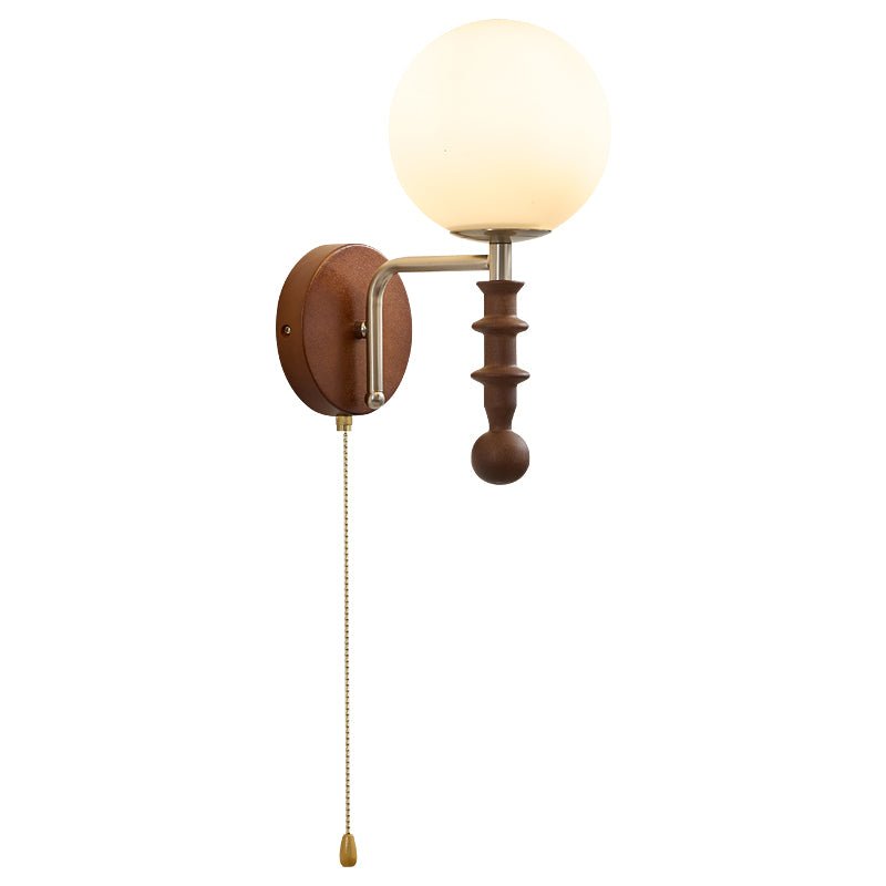 Bramwell Wall Sconce with Wood Accents and Frosted Glass Globe
