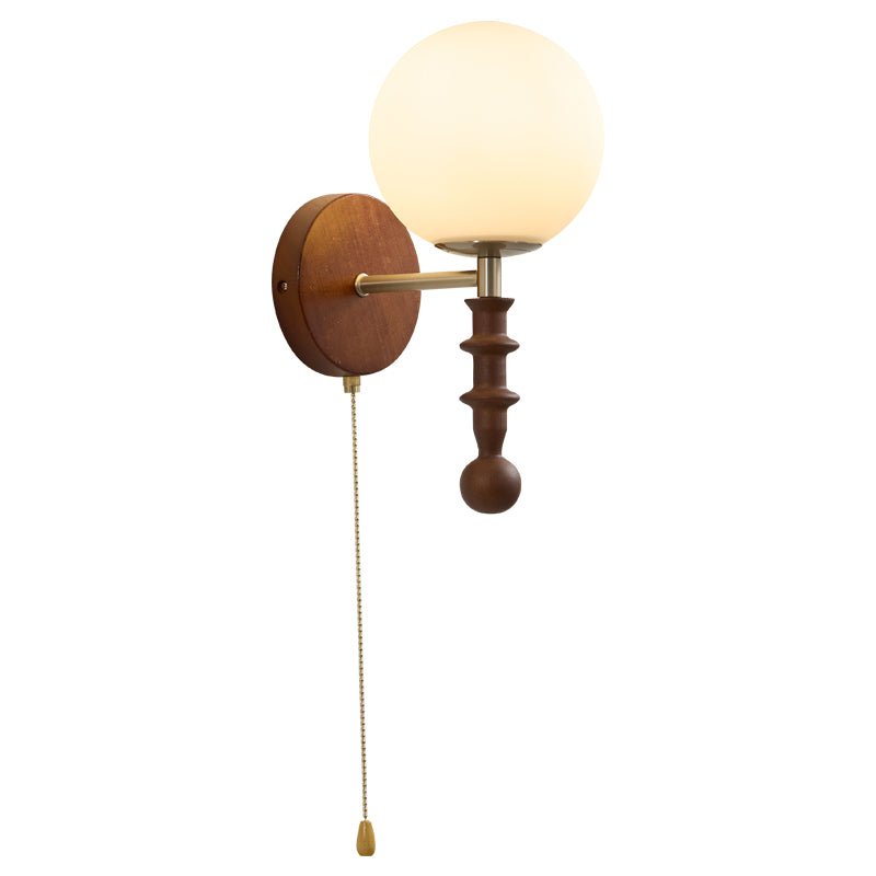 Bramwell Wall Sconce with Wood Accents and Frosted Glass Globe