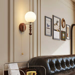 Bramwell Wall Sconce with Wood Accents and Frosted Glass Globe