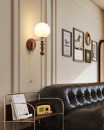 Bramwell Wall Sconce with Wood Accents and Frosted Glass Globe
