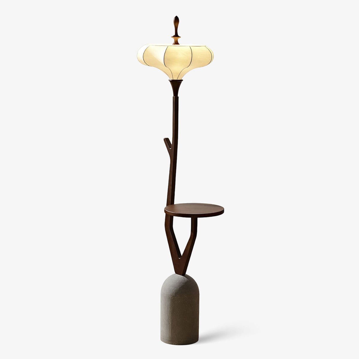 Branche Lantern Wooden Floor Lamp with Side Table for Living Room
