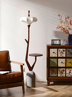 Branche Lantern Wooden Floor Lamp with Side Table for Living Room
