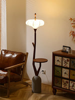 Branche Lantern Wooden Floor Lamp with Side Table for Living Room