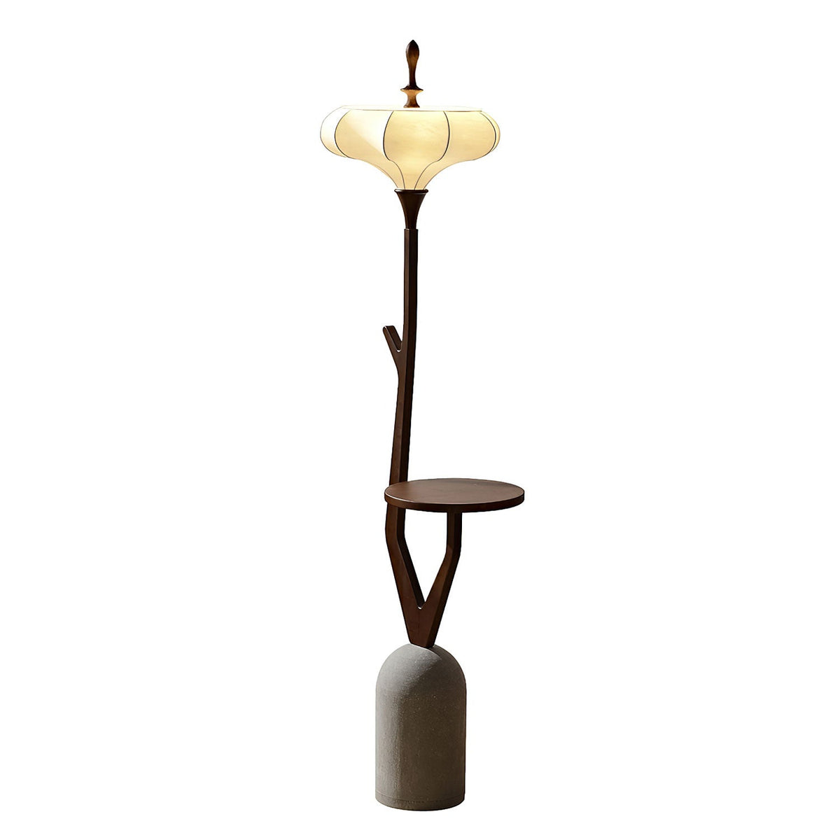 Branche Lantern Wooden Floor Lamp with Side Table for Living Room