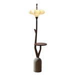 Branche Lantern Wooden Floor Lamp with Side Table for Living Room