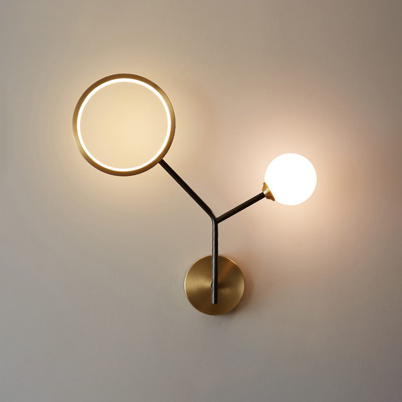 Brass Branch Glass Wall Lamp