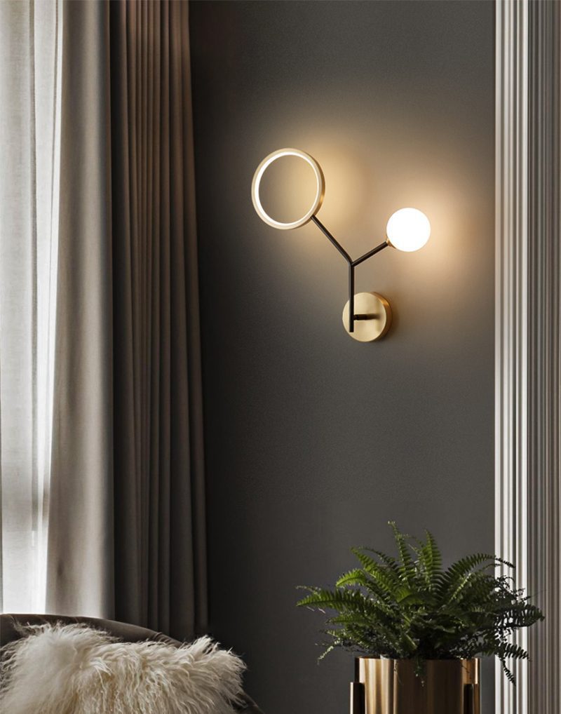 Brass Branch Glass Wall Lamp
