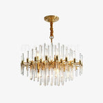 Brass Chandelier with Clear Glass Rods Shade