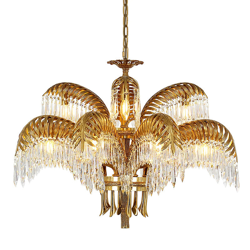 brass-palm-leaf-crystal-chandelier