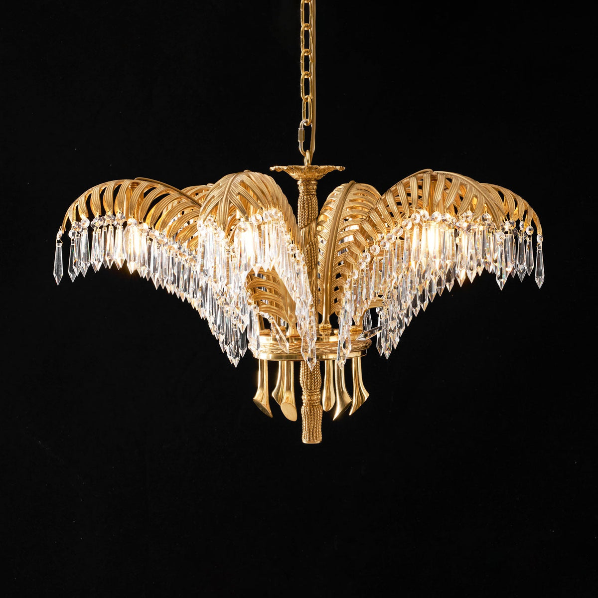 brass-palm-leaf-crystal-chandelier