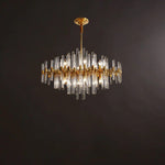 Brass Chandelier with Clear Glass Rods Shade