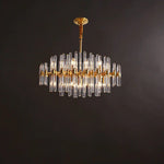 Brass Chandelier with Clear Glass Rods Shade