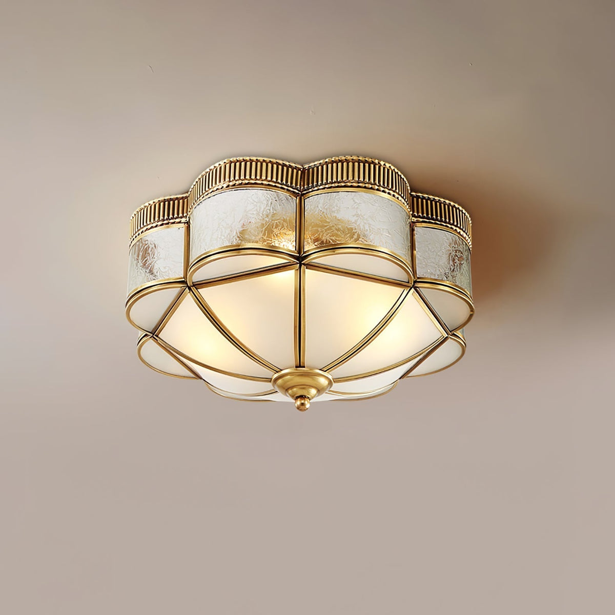 Brass Domed Flush Ceiling Lamp