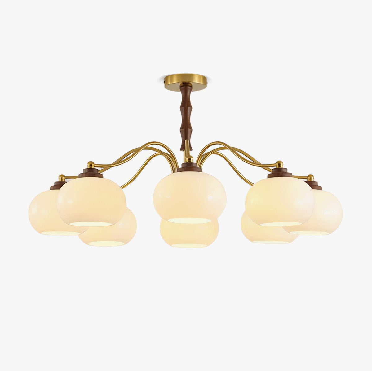 Persimmon Glass Globe Chandelier – Modern Brass & Glass Pendant Light for Dining Room and Living Room