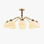Persimmon Glass Globe Chandelier – Modern Brass & Glass Pendant Light for Dining Room and Living Room