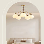 Persimmon Glass Globe Chandelier – Modern Brass & Glass Pendant Light for Dining Room and Living Room