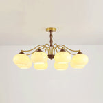 Persimmon Glass Globe Chandelier – Modern Brass & Glass Pendant Light for Dining Room and Living Room