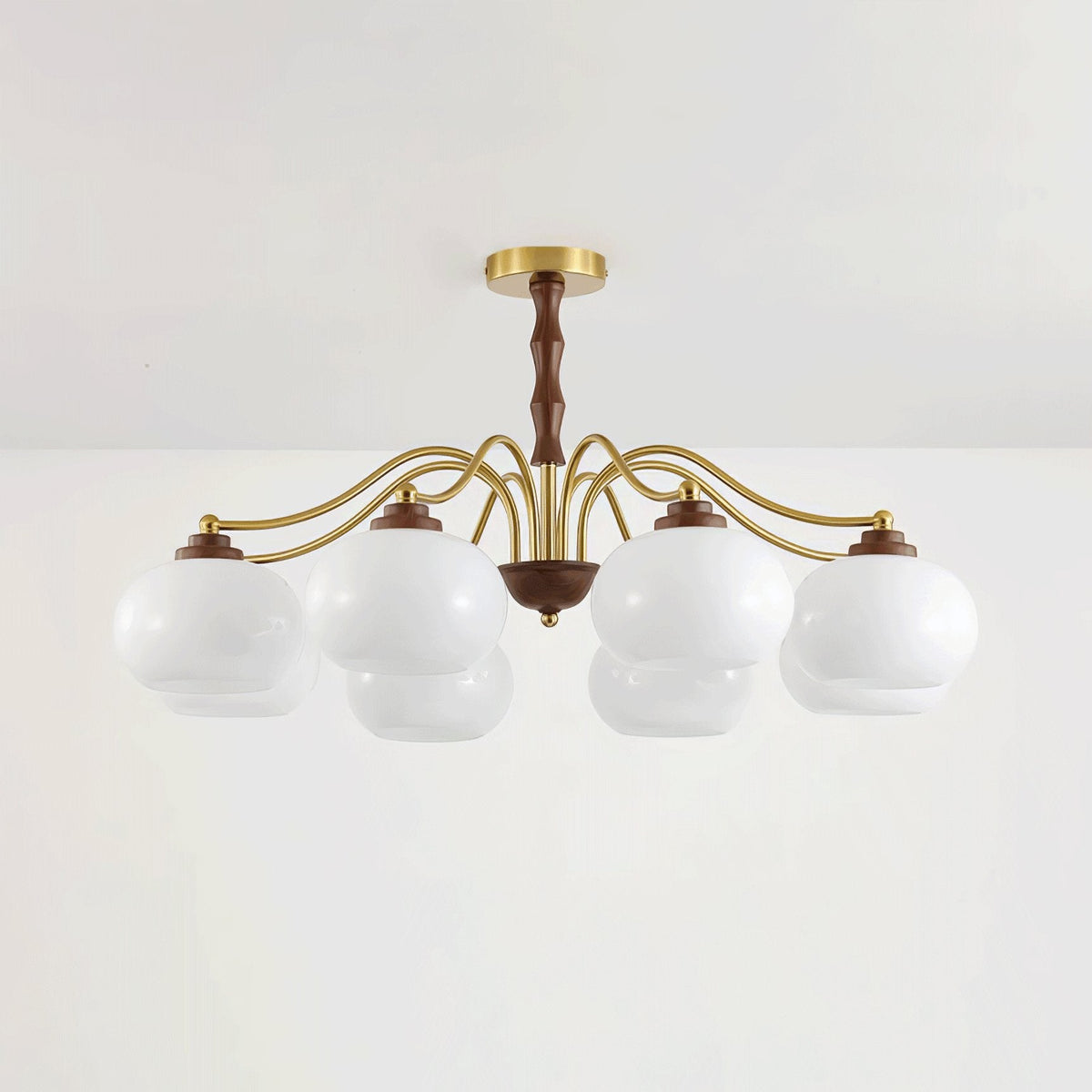 Persimmon Glass Globe Chandelier – Modern Brass & Glass Pendant Light for Dining Room and Living Room