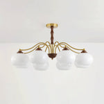 Persimmon Glass Globe Chandelier – Modern Brass & Glass Pendant Light for Dining Room and Living Room