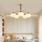 Persimmon Glass Globe Chandelier – Modern Brass & Glass Pendant Light for Dining Room and Living Room