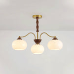Persimmon Glass Globe Chandelier – Modern Brass & Glass Pendant Light for Dining Room and Living Room