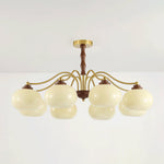 Persimmon Glass Globe Chandelier – Modern Brass & Glass Pendant Light for Dining Room and Living Room