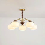 Persimmon Glass Globe Chandelier – Modern Brass & Glass Pendant Light for Dining Room and Living Room
