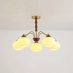 Persimmon Glass Globe Chandelier – Modern Brass & Glass Pendant Light for Dining Room and Living Room