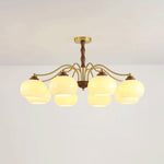 Persimmon Glass Globe Chandelier – Modern Brass & Glass Pendant Light for Dining Room and Living Room
