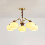 Persimmon Glass Globe Chandelier – Modern Brass & Glass Pendant Light for Dining Room and Living Room