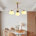 Persimmon Glass Globe Chandelier – Modern Brass & Glass Pendant Light for Dining Room and Living Room